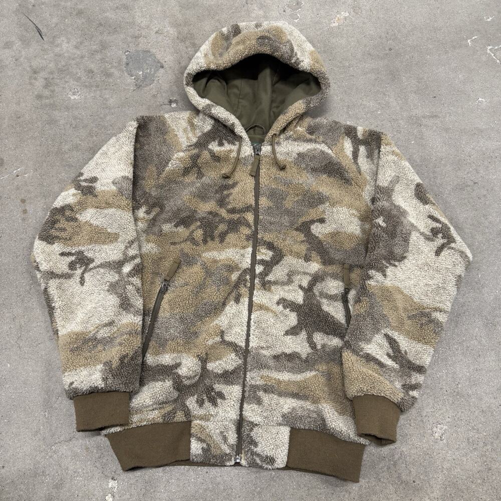 Cabela's Men's Berber Fleece Windshear High Plains Camo Hooded Jacket M OUTDOOR